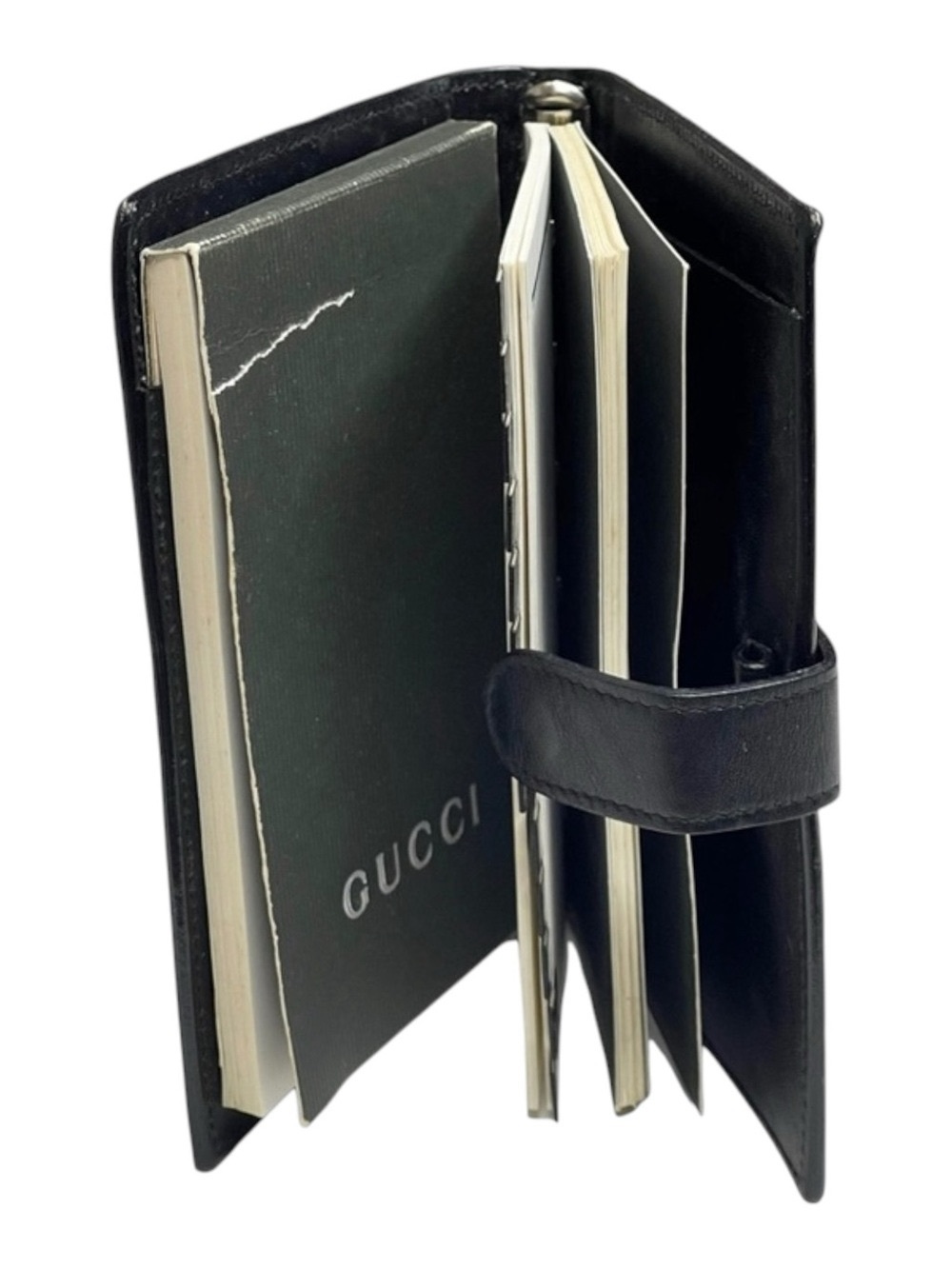Vintage: Gucci ♛ Small Leather Daily Organizer Book ♛ Gold Logo Hardware Plaque - Picture 5 of 16